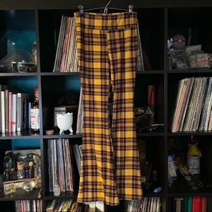 No Boundaries Clueless Almost Famous Yellow Plaid Bell Bottom Flare Pants Med